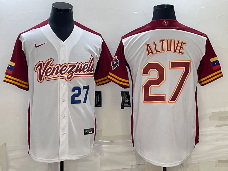 Men 2023 World Cub Venezuela #27 Altuve White Nike MLB Jersey2->more jerseys->MLB Jersey